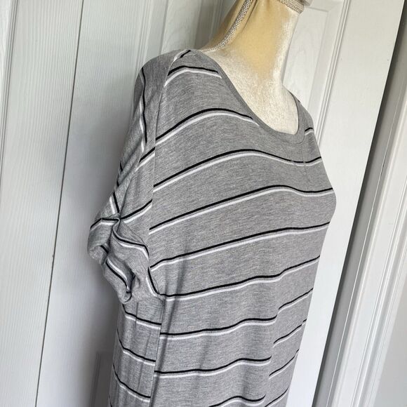 ALFANI Women's Ultra Soft Striped Nightgown Medium Heather Gray Pajama PJs - Picture 7 of 16